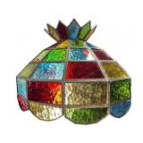 LARGE MULTI COLOR STAINED GLASS LAMP SHADE