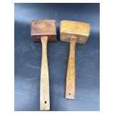 2 ANTIQUE WOODEN WOOD WORKING MALLETS
