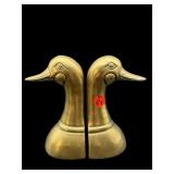 PR OF BRASS DUCK HEAD BOOKENDS