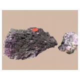 2 PC LOT INTENSE PURPLE FLUORITE CRYSTAL CLUSTERS