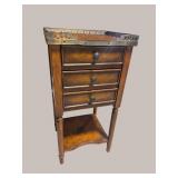 LEATHER ADORNED 3 DRAWER STAND