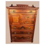 OVERSIZED WALNUT VICTORIAN LOCK SIDE BONNET CHEST
