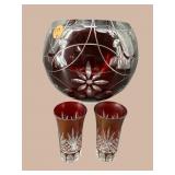 3 PC LOT BOHEMIAN RUBY CUT TO CLEAR