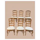 6 COUNTRY FRENCH HIGH BACK RUSH BOTTOM CHAIRS
