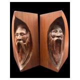 PR OF SIGNED REO 1996 LARGE WOODEN CARVED BOOKENDS
