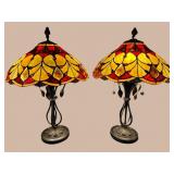 2 DALE TIFFANY JEWELED 2 LIGHT TABLE LAMPS