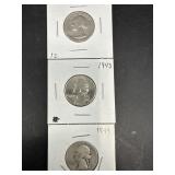 LOT OF 3 1942-1944 SILVER WASHINGTON QUARTERS