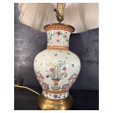 HAND PAINTED PORCELAIN FLORAL LAMP