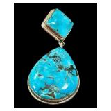 NAVAJO DESIGNER RUNNING BEAR STERLING TURQUOISE