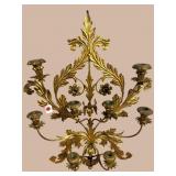 LARGE ANTIQUE ITALY BRASS 8 LIGHT WALL SCONCE