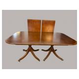 SOLID MAHOGANY BANDED TOP DOUBLE PEDESTAL BANQUET