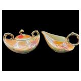 2 PC LOT HULL POTTERY IRIDESCENT CREAMER AND SUGAR