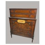 BERKEY & GAY WALNUT CARVED CHEST ON CHEST