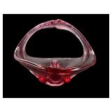 VIKING GLASS PINK ART GLASS BASKET