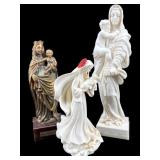 3 PC LOT RESIN CARVED MADONNA FIGURINES