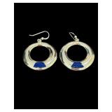 DESIGNER JAY KING STERLING ONYX INLAID EARRINGS;