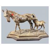 LARGE BRONZE HORSE AND COLT