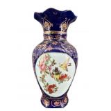 LARGE ORIENTAL PORCELAIN BIRDS AND FLOWERS VASE