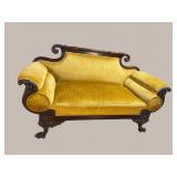 19TH CENT. CORNUCOPIA CARVED FEDERAL LOVESEAT