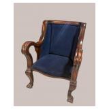 MAHOGANY OVERSIZED EMPIRE PARLOR CHAIR