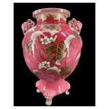 LARGE FLORAL DECORATIVE PORCELAIN URN VASE