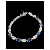 STERLING SILVER BLUE& WHITE SAPPHIRE BRACELET