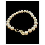 14K GOLD CULTURED PEARL HAND STRUNG BRACELET