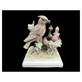 SIGNED J. BYREN BOHEMIAN WAXWING BISQUE BIRD