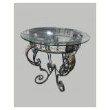 MAITLAND SMITH IRON GLASS TOP ROUND TABLE