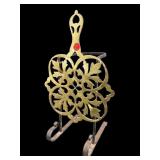 ANTIQUE IRON AND BRASS FIREPLACE HEARTH TRIVET