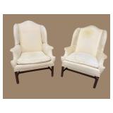 2 ANTIQUE CHIPPENDALE WINGBACK CHAIRS