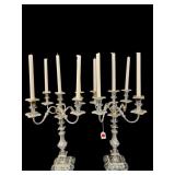 2 LARGE ORNATE SILVER PLATE 5 LIGHT CANDELABRAS