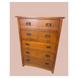 BASSETT MISSION OAK STYLE 5 DRAWER TALL CHEST