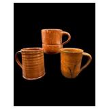 3 PC LOT STUDIO ART POTTERY COFFEE MUGS