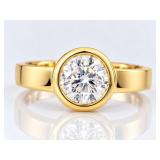 14K YELLOW GOLD AND DIAMOND SOLITAIRE RING