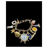 VINTAGE GOLD TONE NAUTICAL CHARM BRACELET