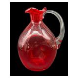 BLENKO? RUBY PINCHED BOTTLE