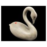 CARVED PLASTER GOOSE DECOY GLASS EYES