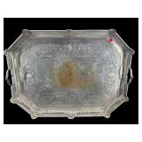 LARGE NICKEL SILVER ON COPPER GALLERY TRAY
