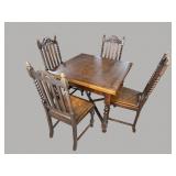 OAK BARLEY TWIST PUB TABLE AND 4 CHAIRS