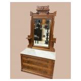 WALNUT VICTORIAN MARBLE TOP DRESSER
