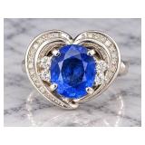 PLATINUM NATURAL BLUE SAPPHIRE & DIAMOND RING