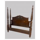 BERNHARDT KING SIZE CHERRY HEAVY CARVED POSTER BED