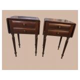 2 BRANDT MAHOGANY DROP LEAF 2 DRAWER STANDS