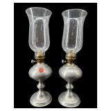 PR OF SMALL PEWTER OIL LAMPS