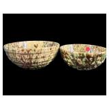 2 PC LOT SPONGEWARE POTTERY MIXING BOWLS
