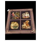 46x45 INCH 4 PANEL NEEDLEPOINT ANIMAL TAPESTRY
