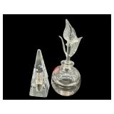 2 PC PERFUME BOTTLE AND CRYSTAL LIGHTER LOT