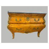 FRENCH MARBLE TOP BOMBAY FORM COMMODE