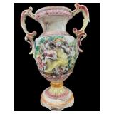 CAPODIMONTE HAND PAINTED FIGURAL URN VASE